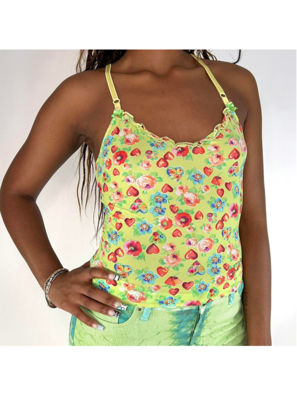 vintage Blumarine Blugirl green floral tank top